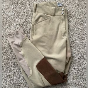 Dover Saddlery Tan Front Zip Euroseat Breeches Size 28